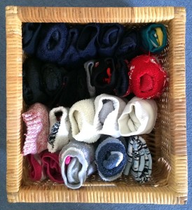 A basket of pairs: socks of all kinds in their own mini drawer